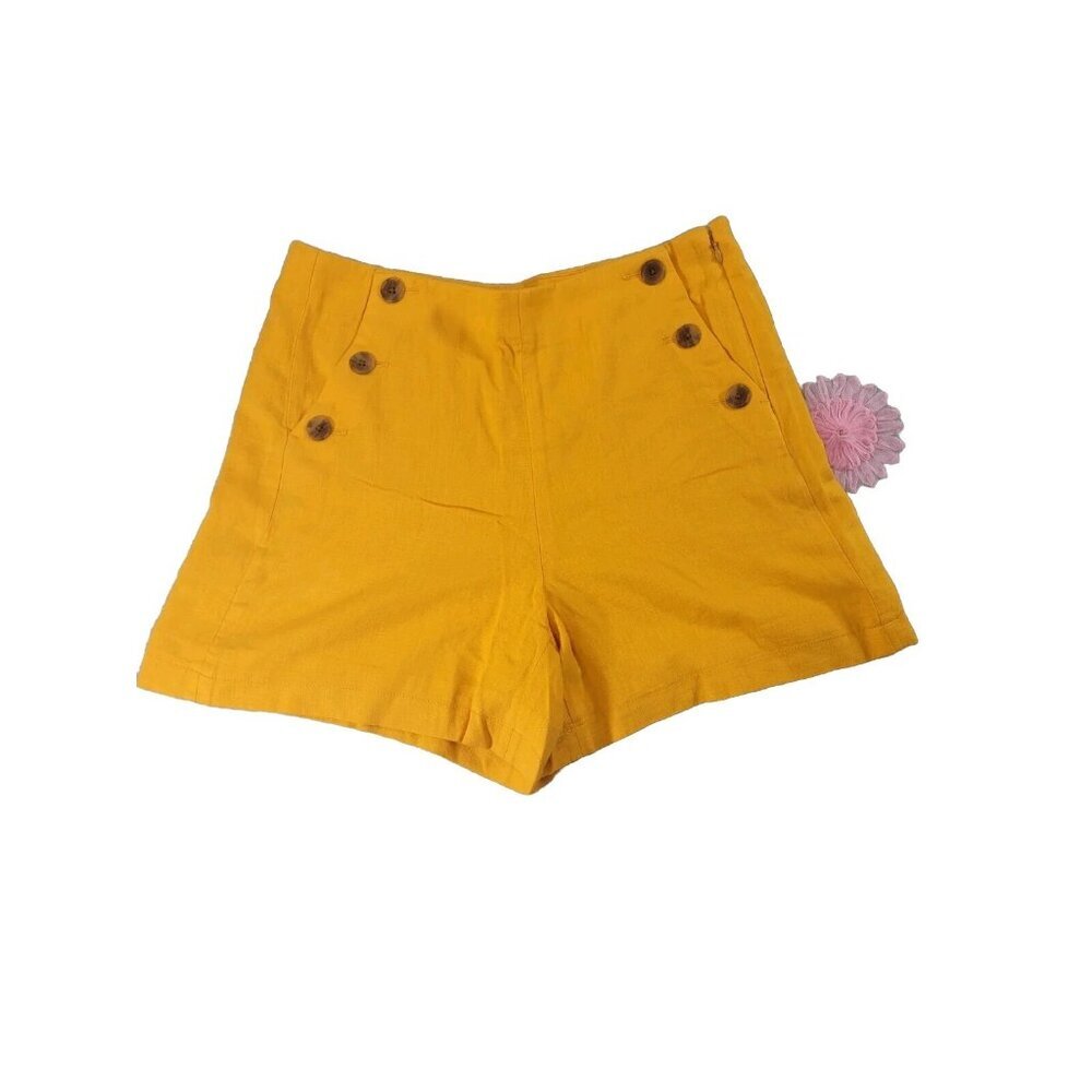 J.Crew Women's Shorts Size 10 Linen Blend Sailor French Drapey Marigold NWT